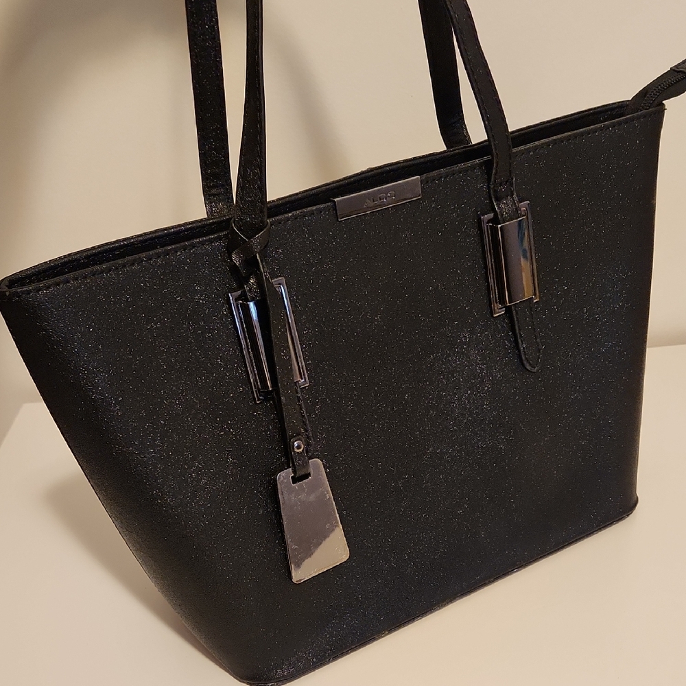 Aldo Shimmering Black Tote Bag